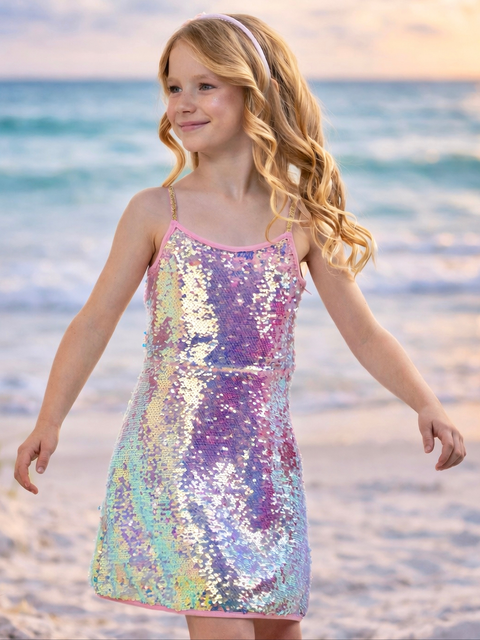 Iridescent Sparkle Sequin Tank Dress