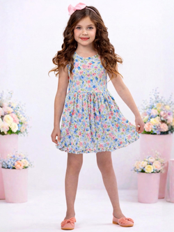 Petal Grace Sleeveless Floral Easter Dress