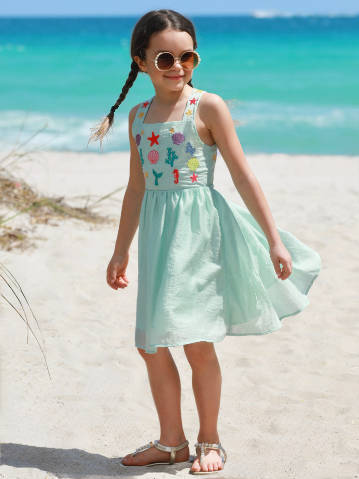 aqua embroidered dress Dreaming Of Summer Embroidered Dress In Aqua