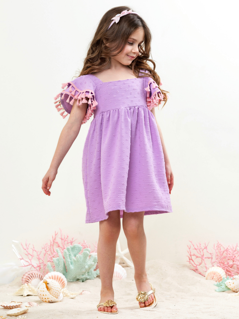 Lavender Sweet Ruffle Sleeve Dress