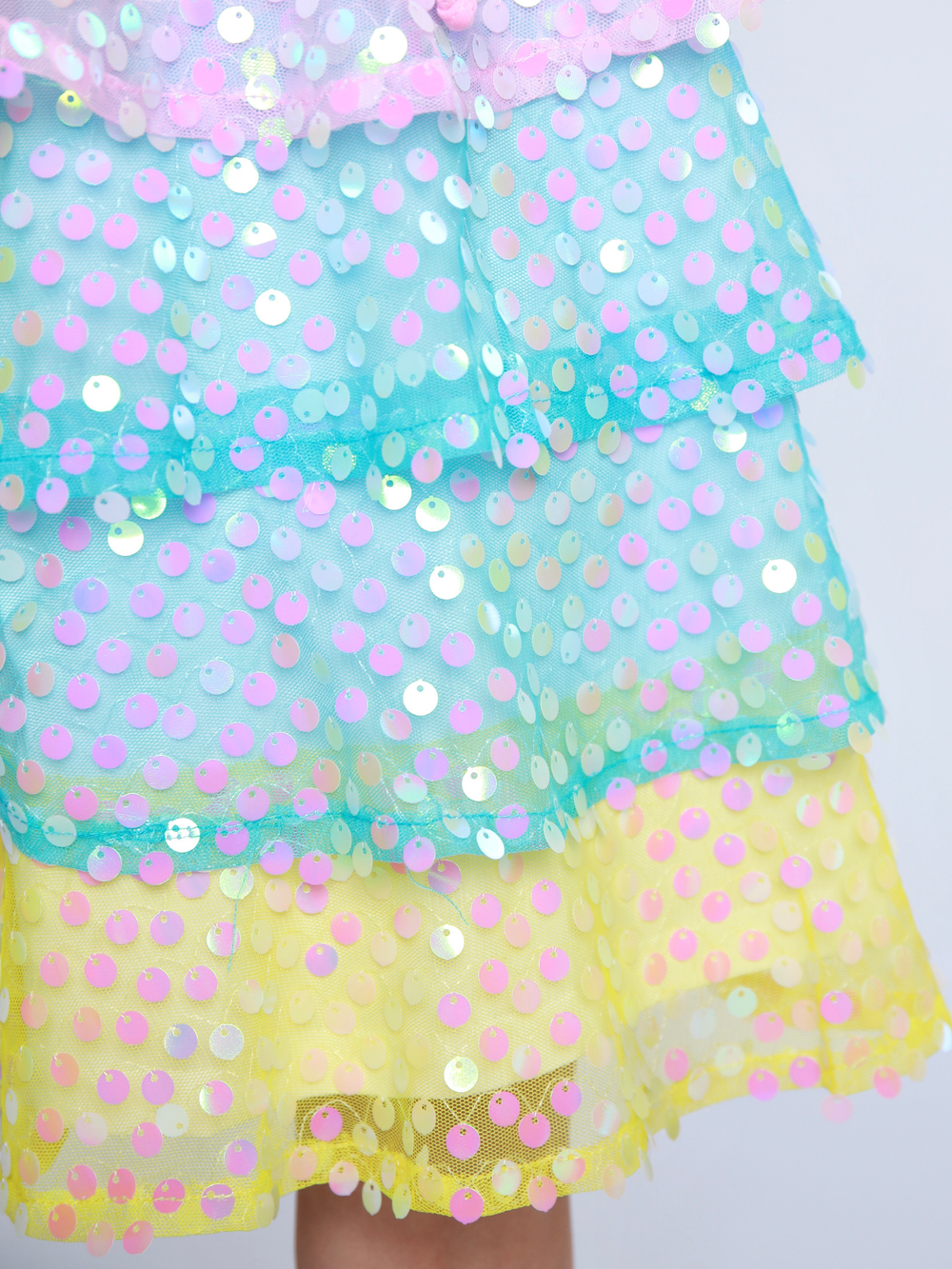 colorful sequin ruffle dress for girls summer party dress