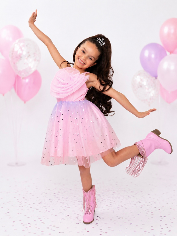 Dreamy Twirl Pink Ombre Tulle Dress