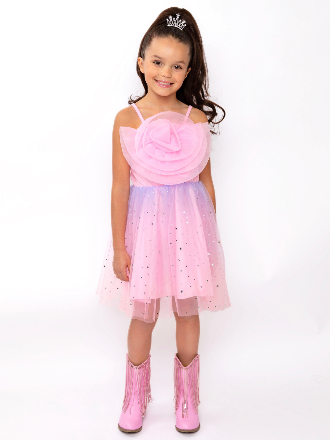 Dreamy Twirl Pink Ombre Tulle Dress