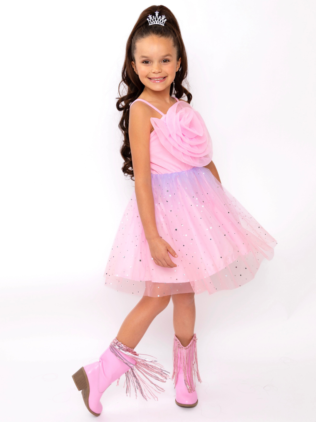 Dreamy Twirl Pink Ombre Tulle Dress