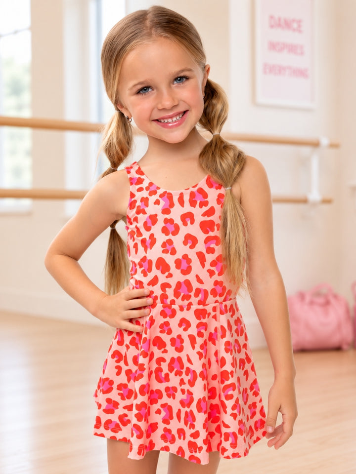 Girls Pink Leopard Active Dress