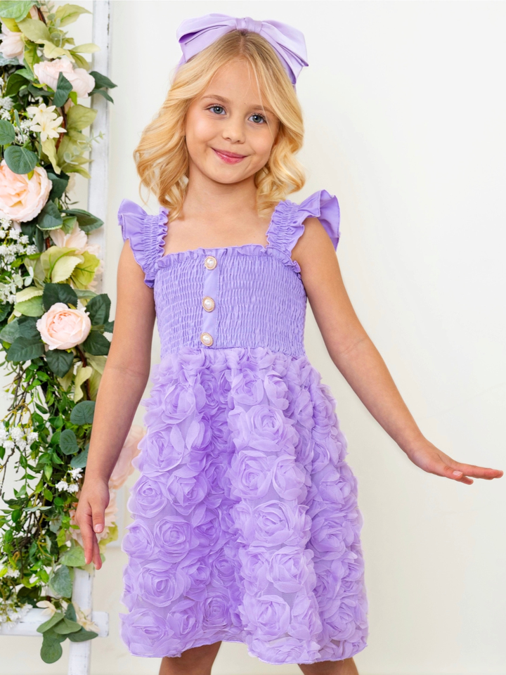 girls lavender rosette tulle dress