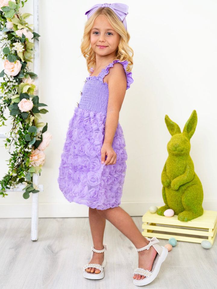 girls smocked bodice lavender dress