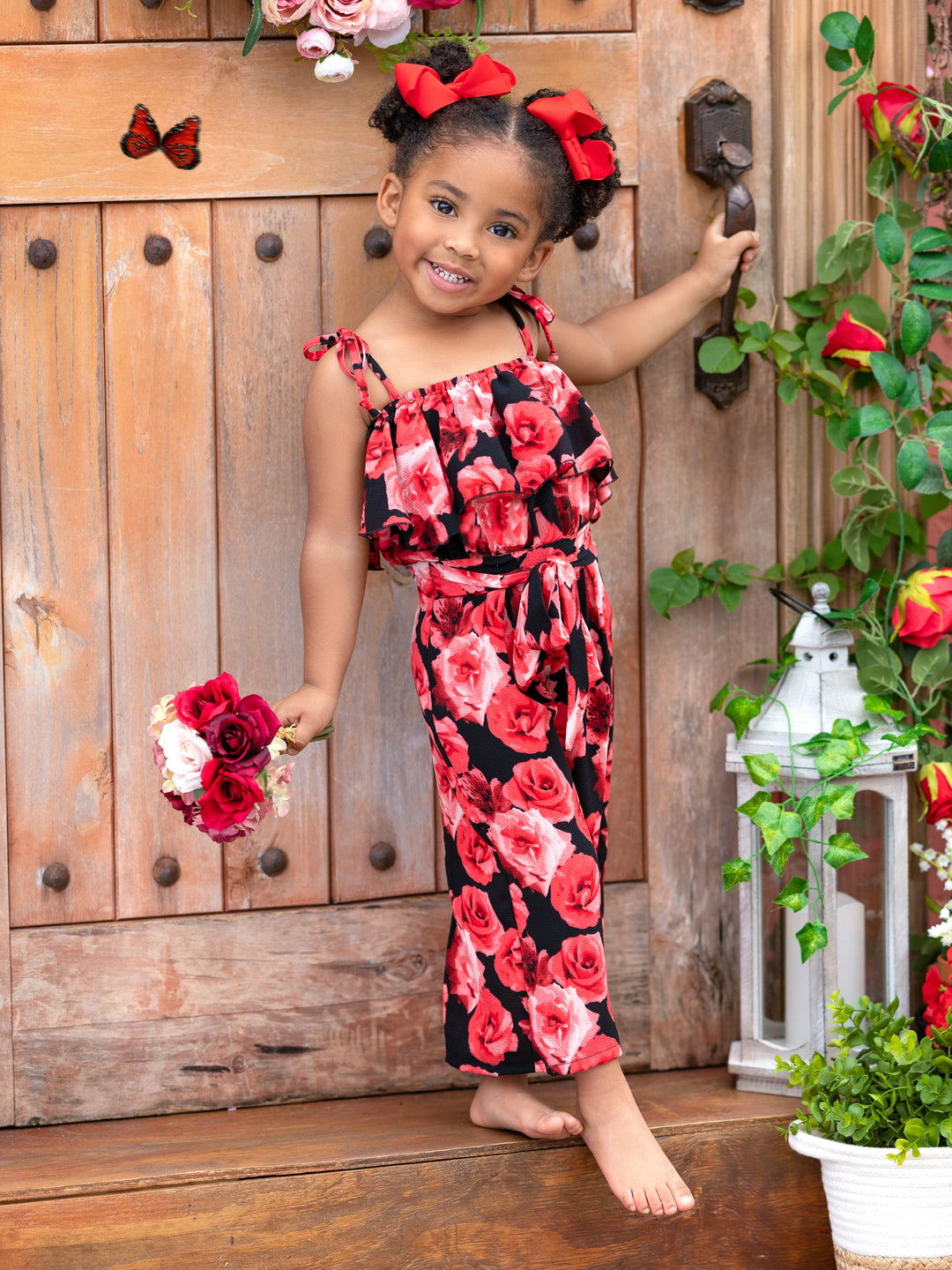 Mia Belle Girls Floral Top & Wide Leg Pants Set | Resort Wear