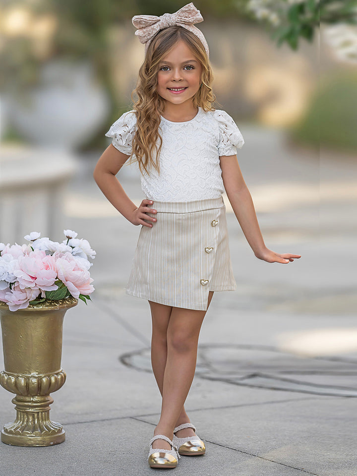Forever In Style Lace Top and Skort Set Mia Belle Girls
