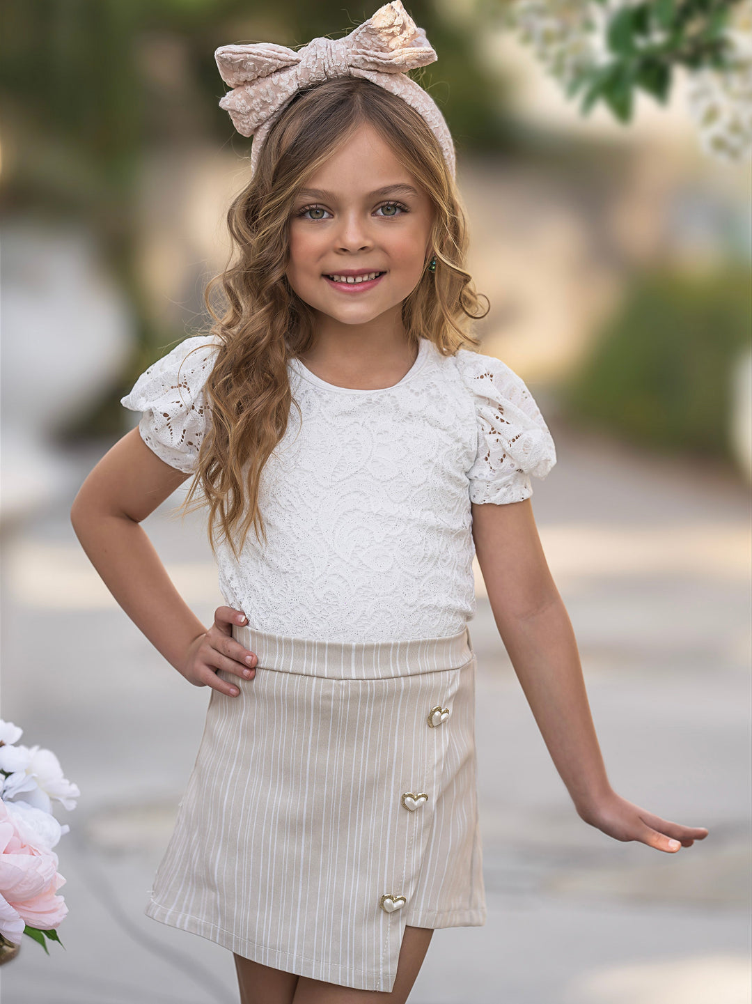 Forever In Style Lace Top and Skort Set Mia Belle Girls