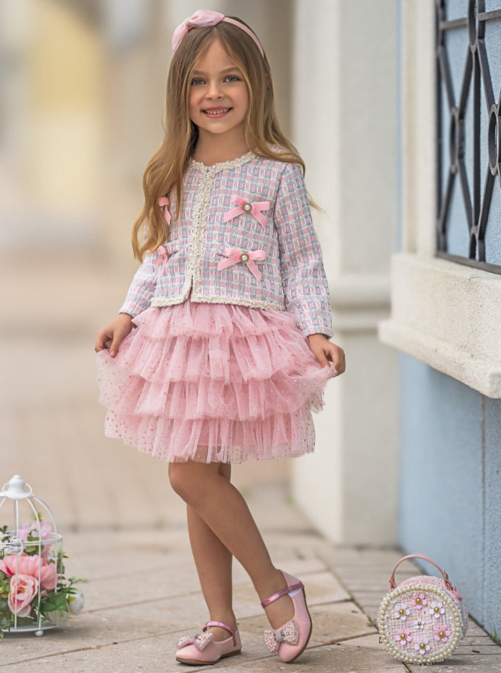 Preppy Ballet Tweed Blazer and Tutu Skirt Set