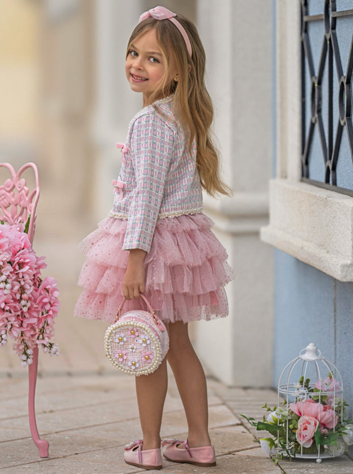 Preppy Ballet Tweed Blazer and Tutu Skirt Set