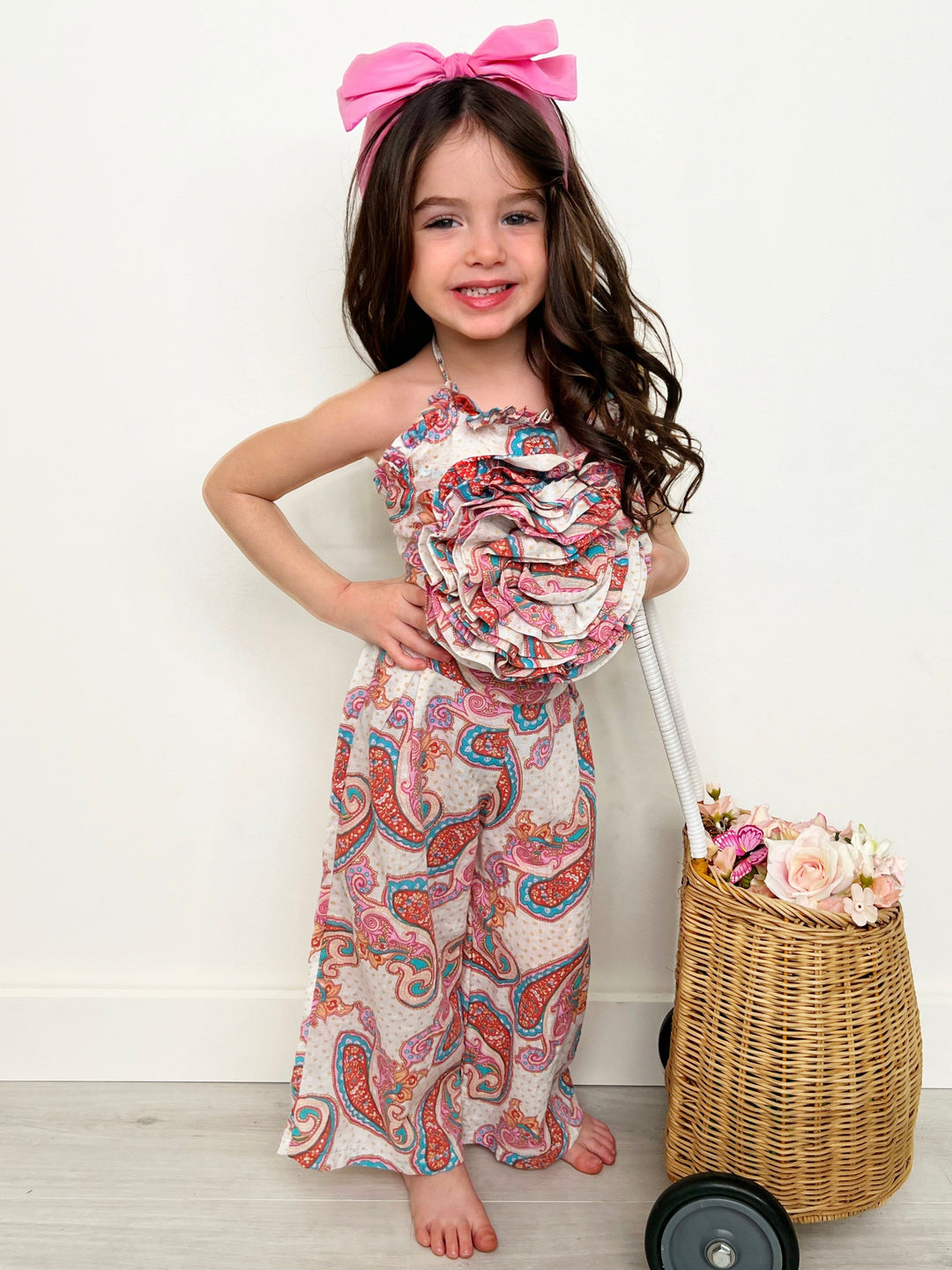Mia Belle Girls Rose Top And Palazzo Pants Set | Girls Spring Outfits
