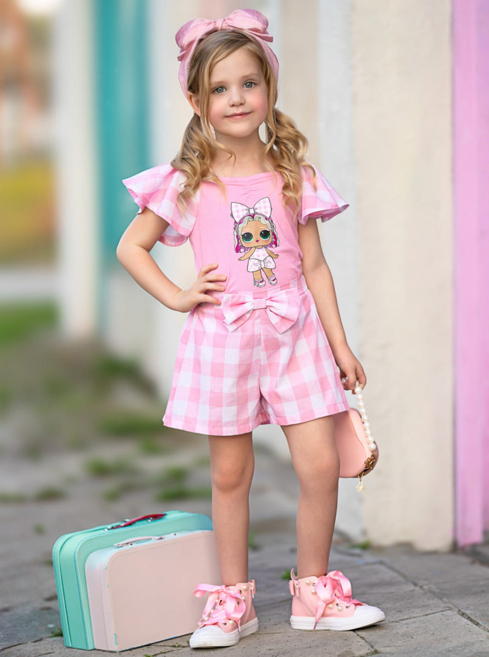 L.O.L. SURPRISE! x Mia Belle Girls Cheery Cherry Plaid Short Set