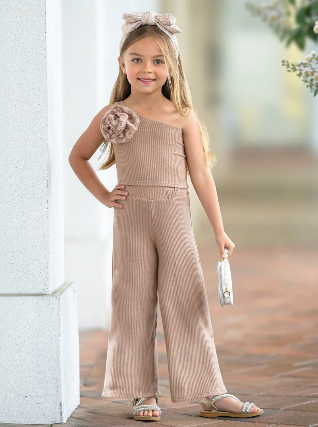 Mia Belle Girls One Shoulder Palazzo Pants Set | Girls Spring Outfits