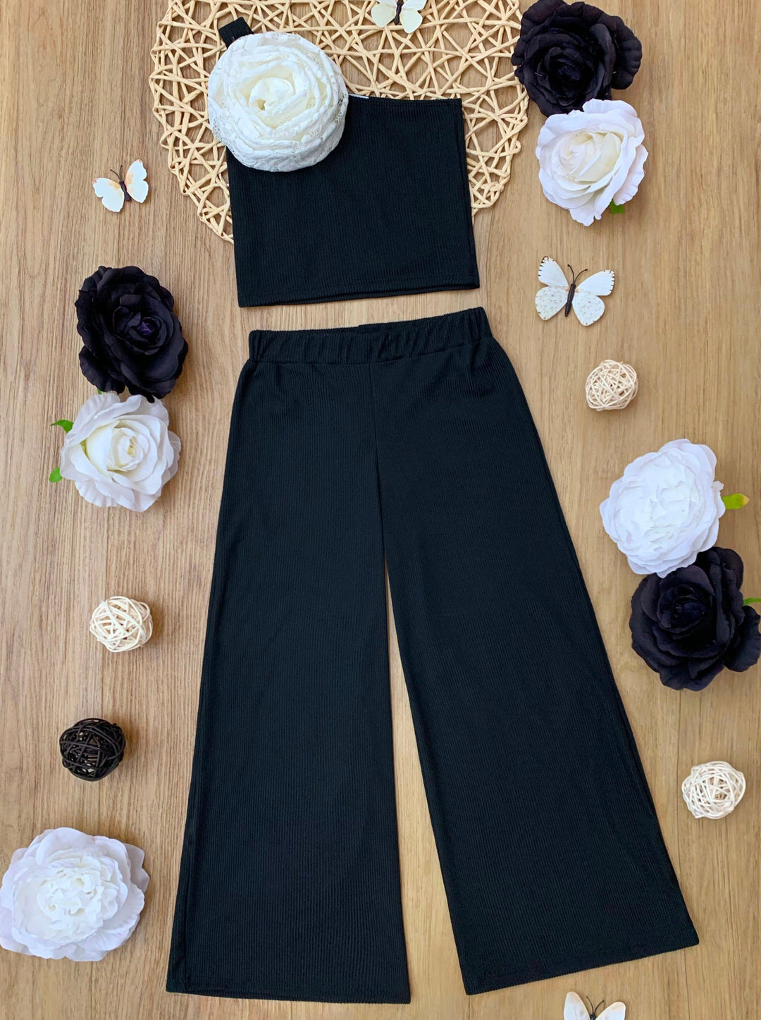 Mia Belle Girls One Shoulder Palazzo Pants Set | Girls Spring Outfits