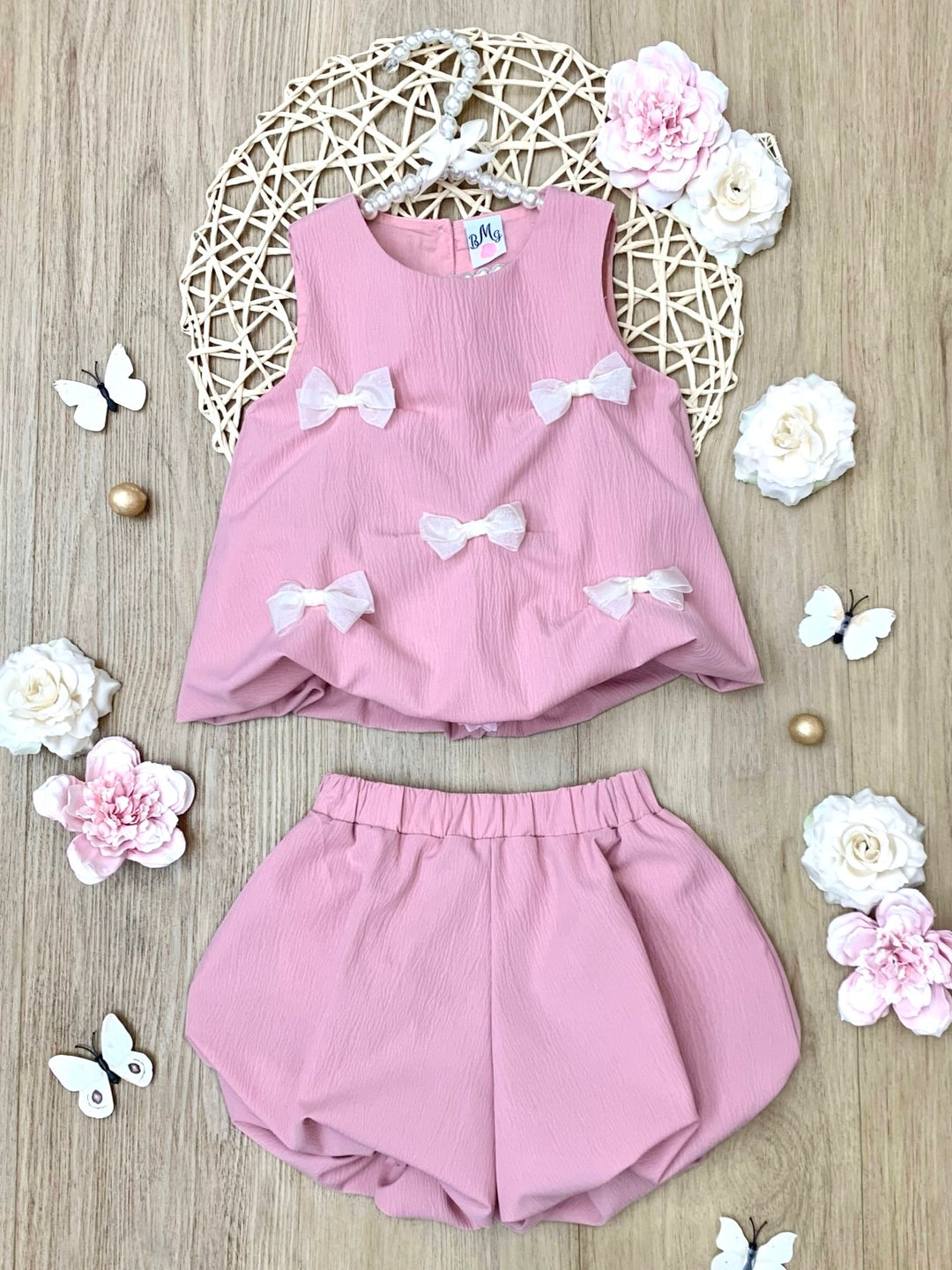 Blushing Beauty Bow Bubble Short Set