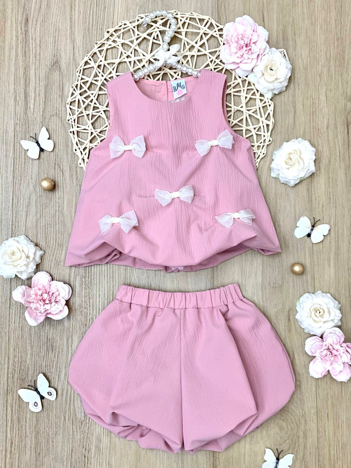 Blushing Beauty Bow Bubble Short Set