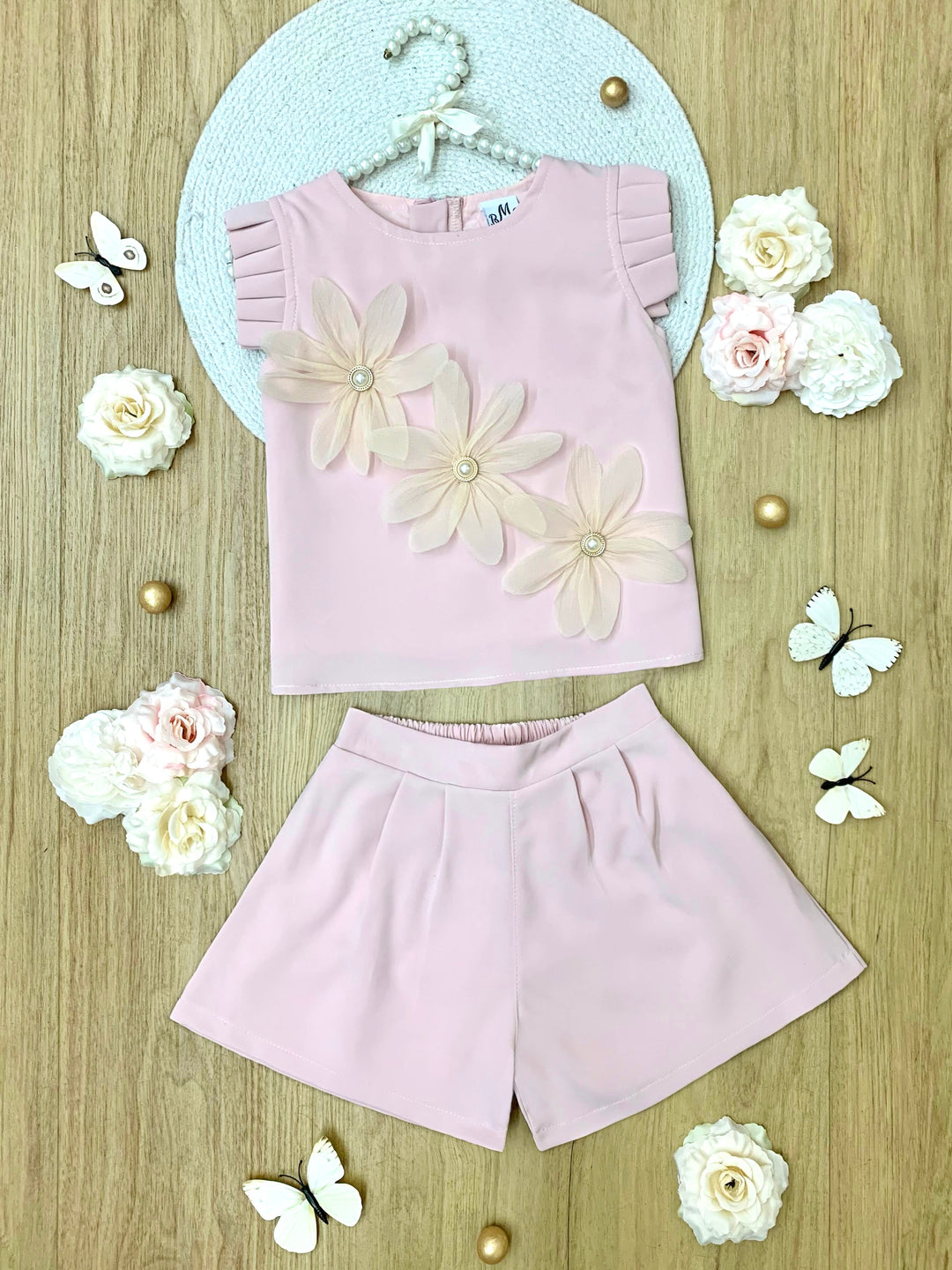 Blush Pink Daisy Top and Short Set