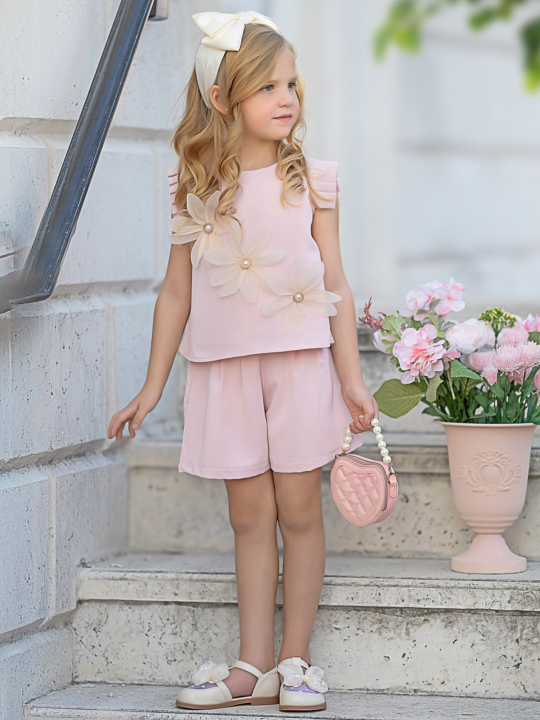 Blush Pink Daisy Top and Short Set