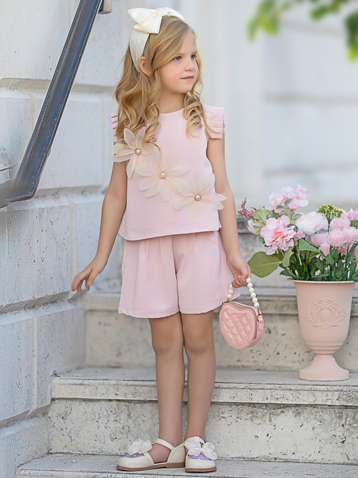Blush Pink Daisy Top and Short Set