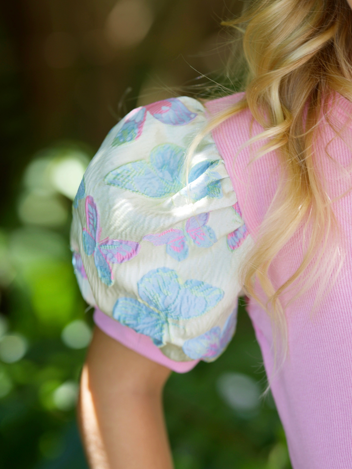 Flutter & Shine Puff Sleeve Top and Butterfly Skort Set