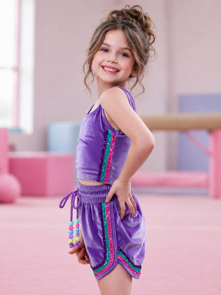 Cosmic Mermaid Velour Top and Matching Short Set