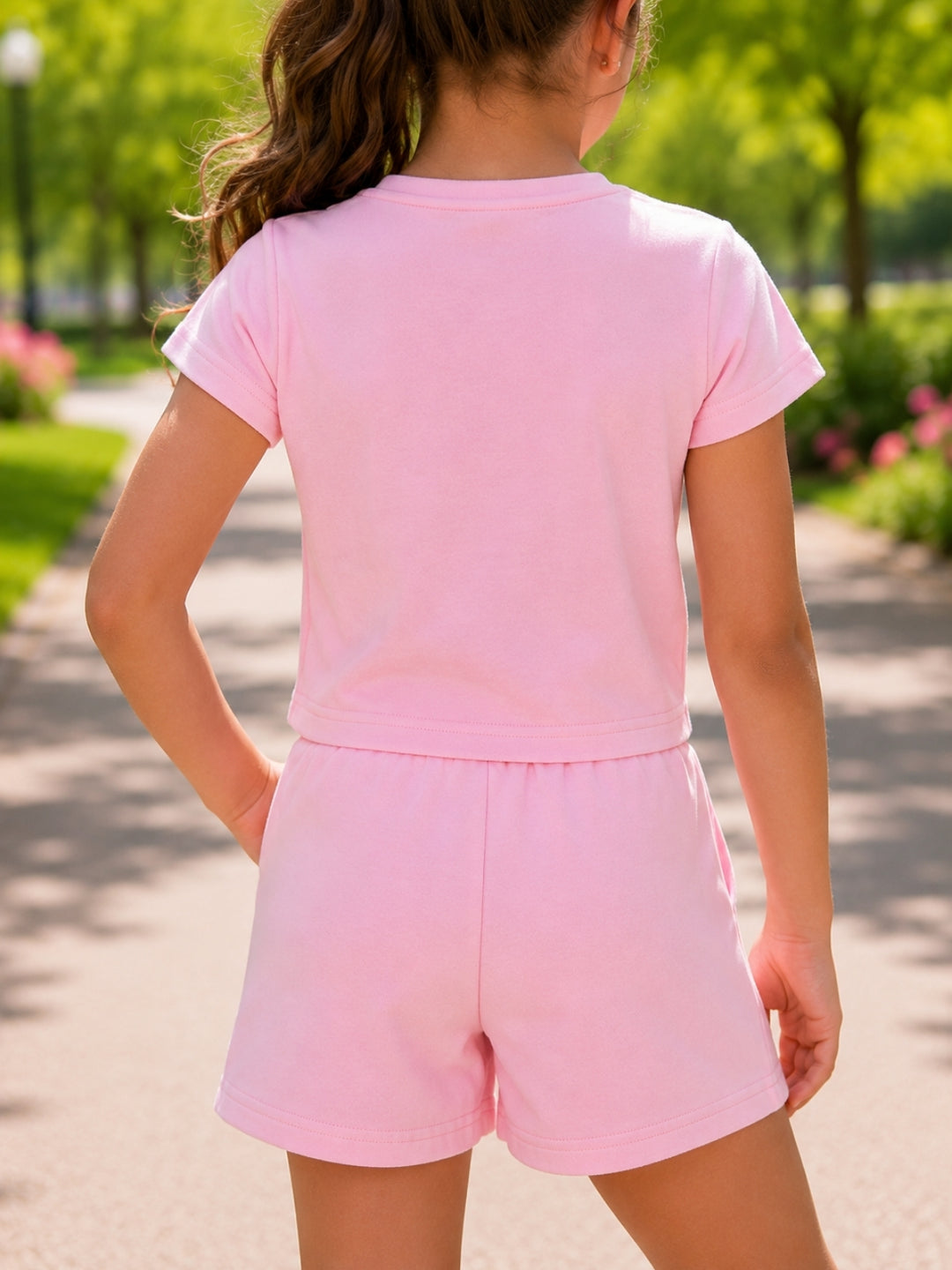 Playful Pastel Bow Cotton Top and Short Set