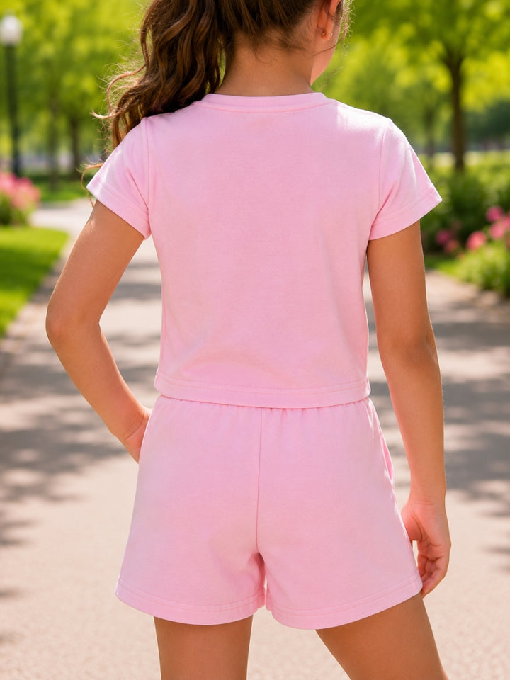 Playful Pastel Bow Cotton Top and Short Set