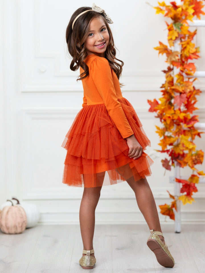 Pumpkin Spice Tiered Tulle Dress