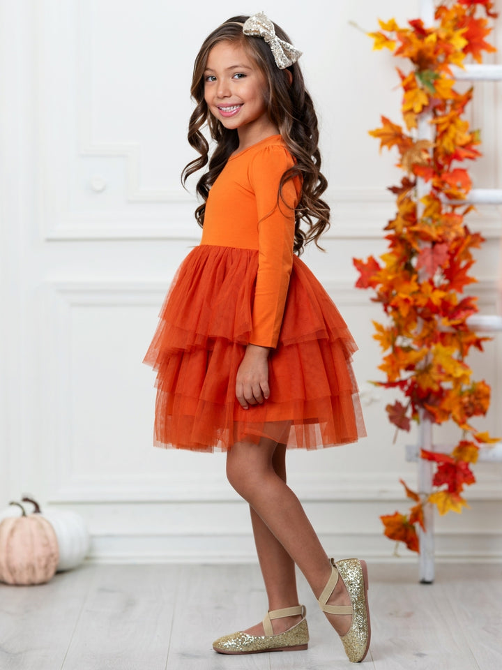 Pumpkin Spice Tiered Tulle Dress