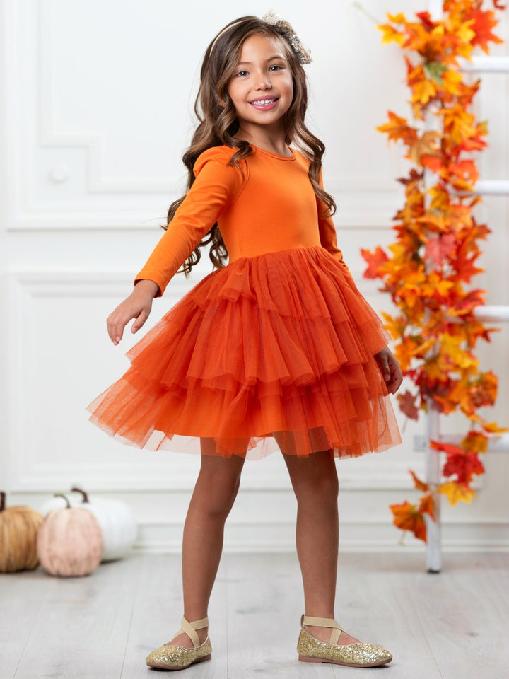 Pumpkin Spice Tiered Tulle Dress