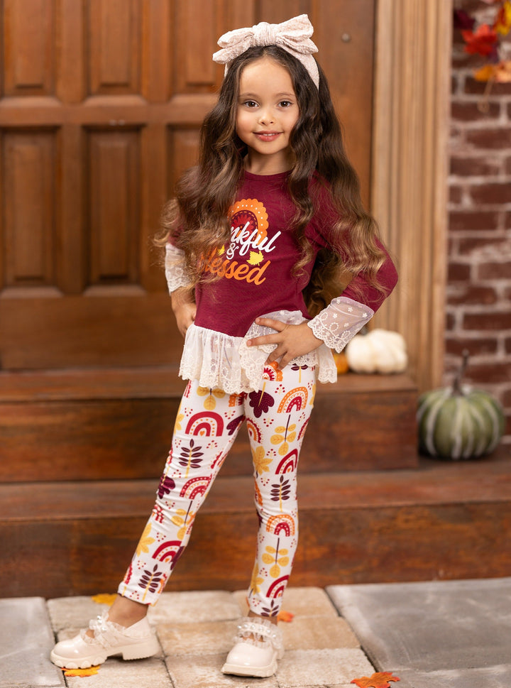 Thanksgiving Outfits | Thankful & Blessed Lace Hem Tunic & Legging Set