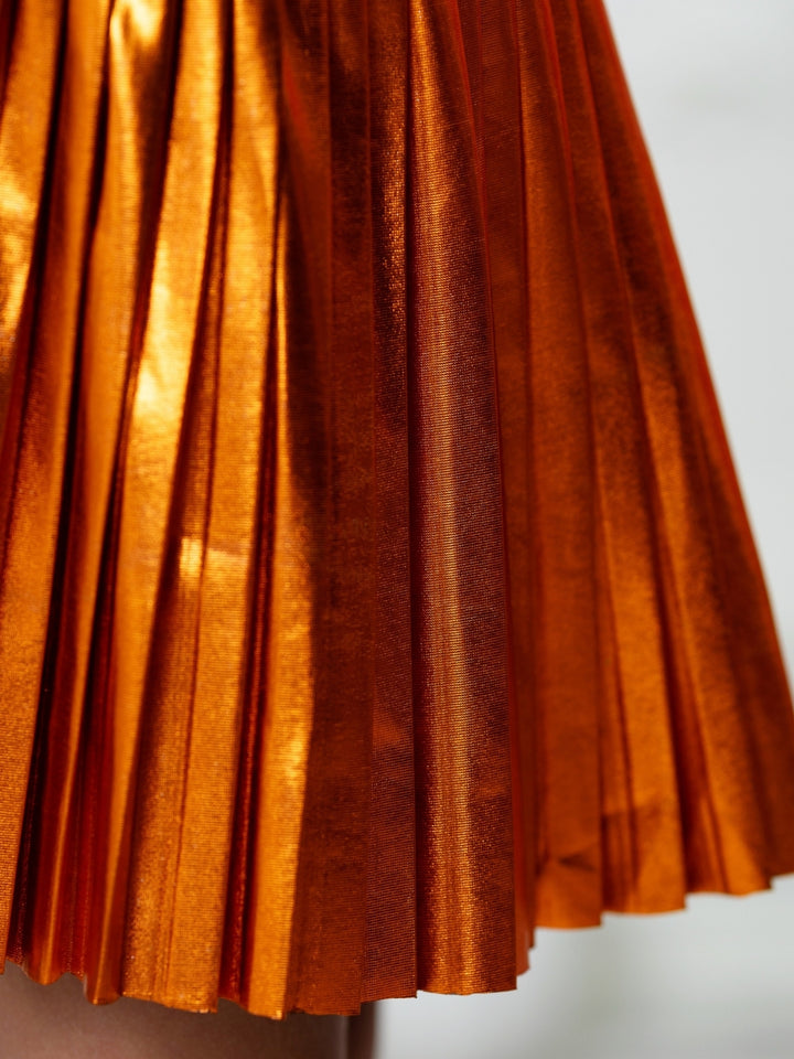 Thankful Turkey Top and Metallic Pleated Skirt Set