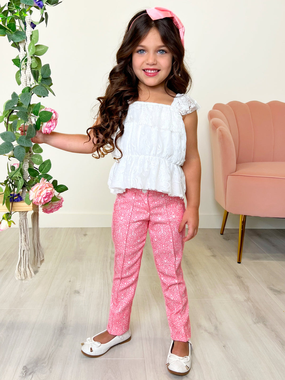 Sassy Pink Jacquard Pants by Kids Couture Mia Belle Girls