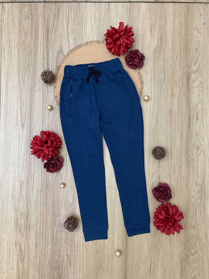 Navy Stylish Jogger Pants by Kids Couture Mia Belle Girls