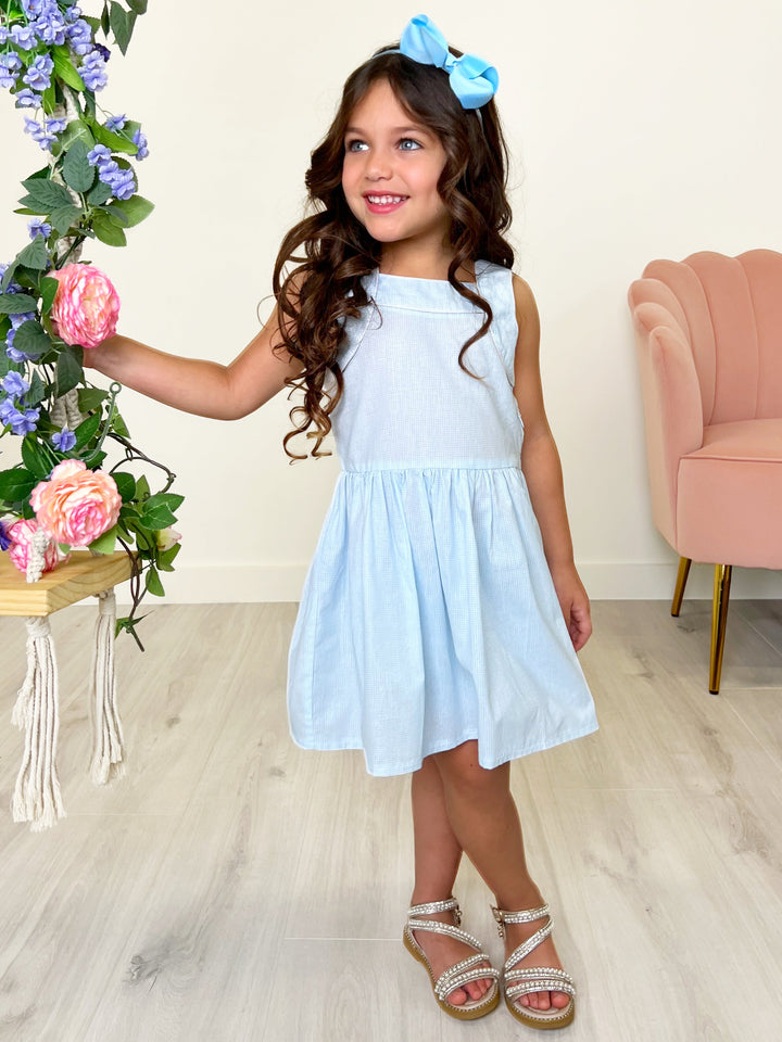 Light Blue Microdot Ruffle Dress by Kids Couture Mia Belle Girls