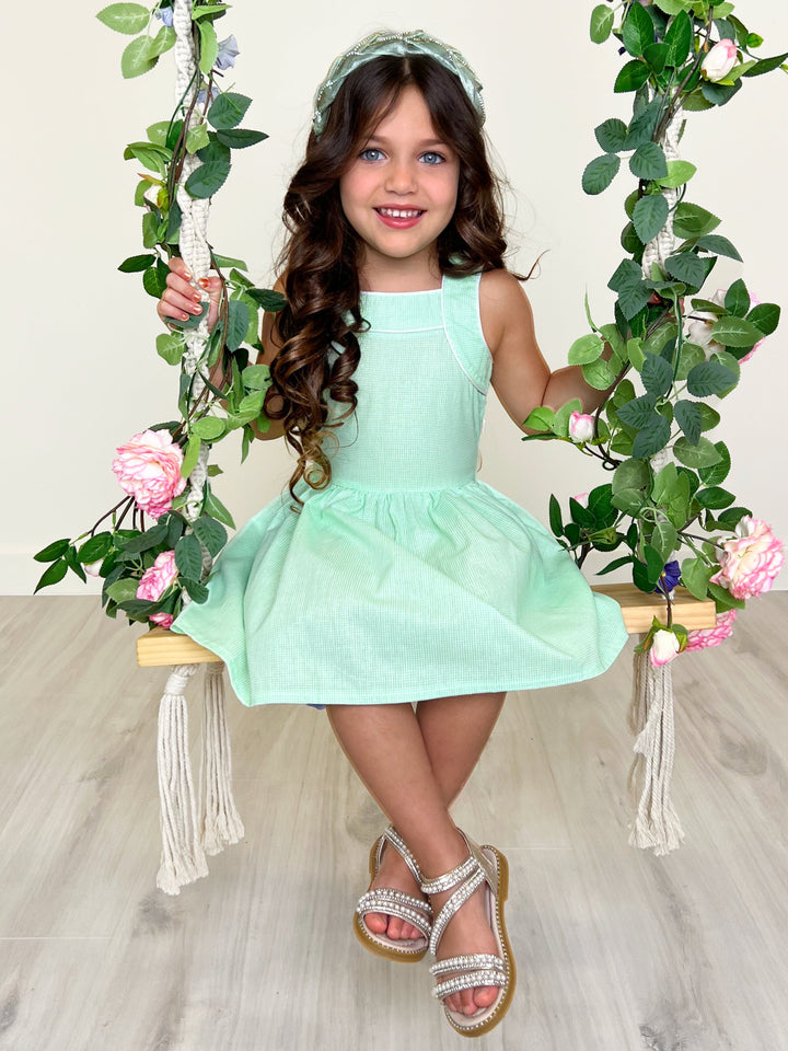 Green Glam Microdot Dress by Kids Couture Mia Belle Girls