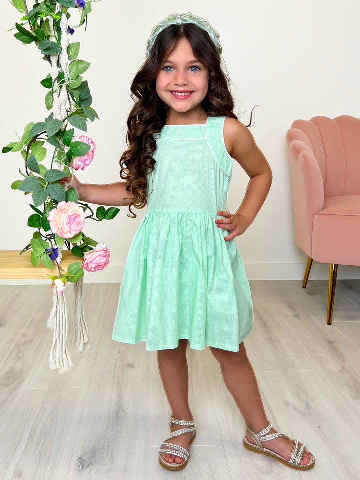 Green Glam Microdot Dress by Kids Couture Mia Belle Girls