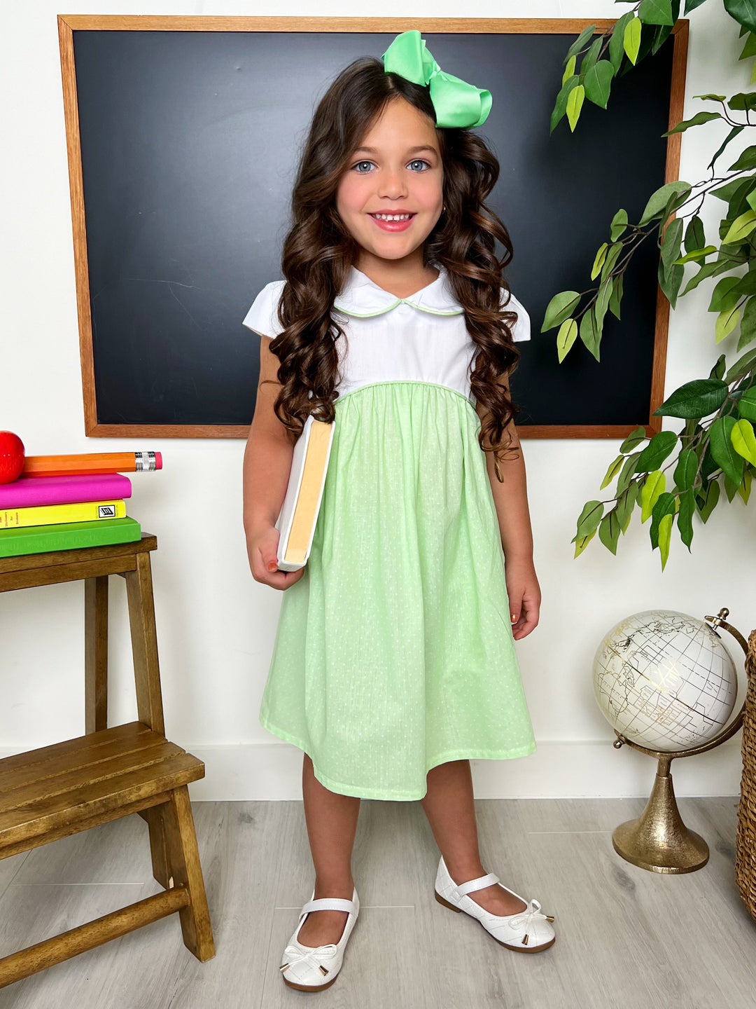 Green Glam Polka Dot A-Line Dress by Kids Couture Mia Belle Girls