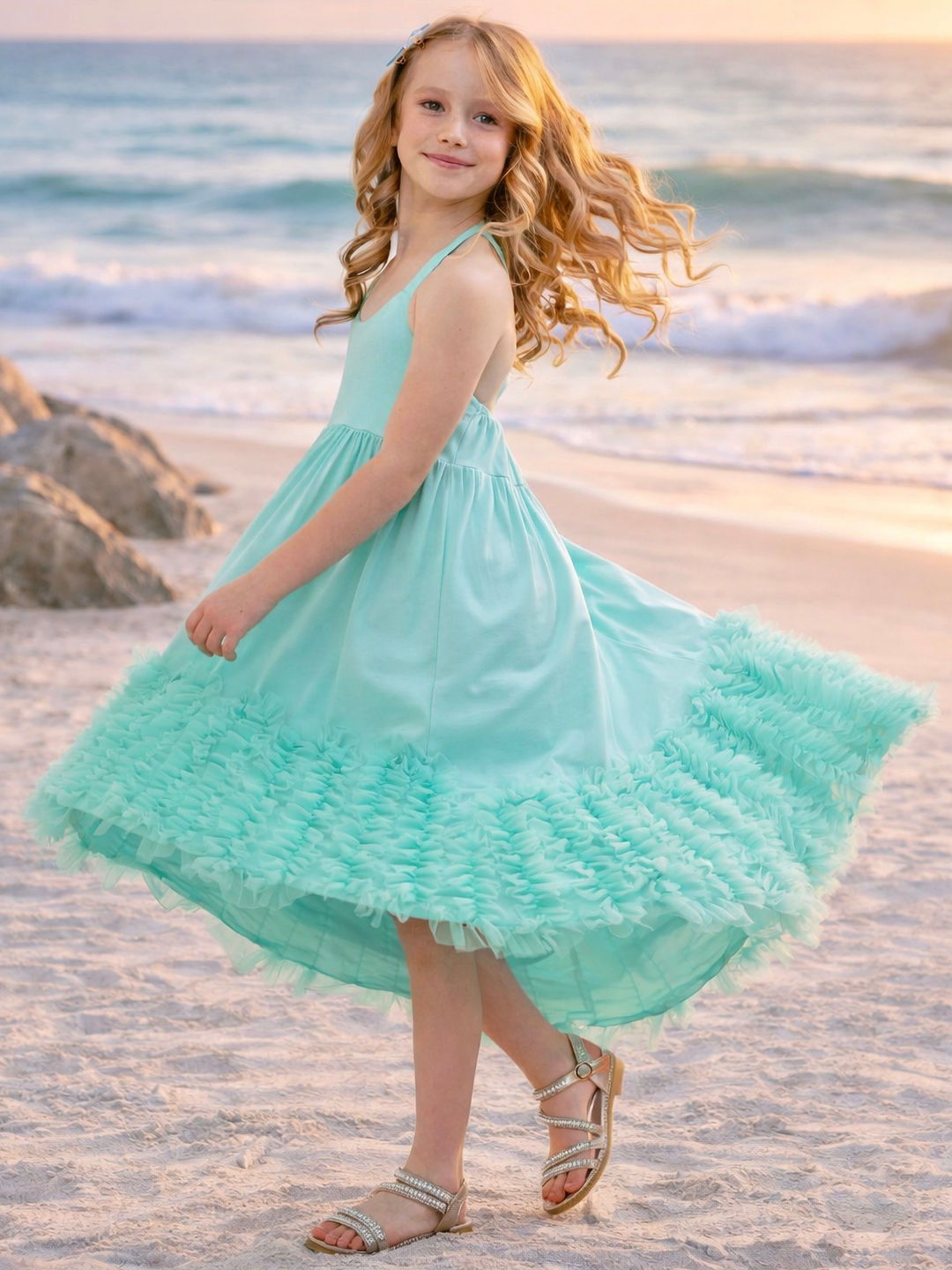 ruffle hem halter dress Camilla Ruffle Hem Halter Dress in Wall To Wall Wonders