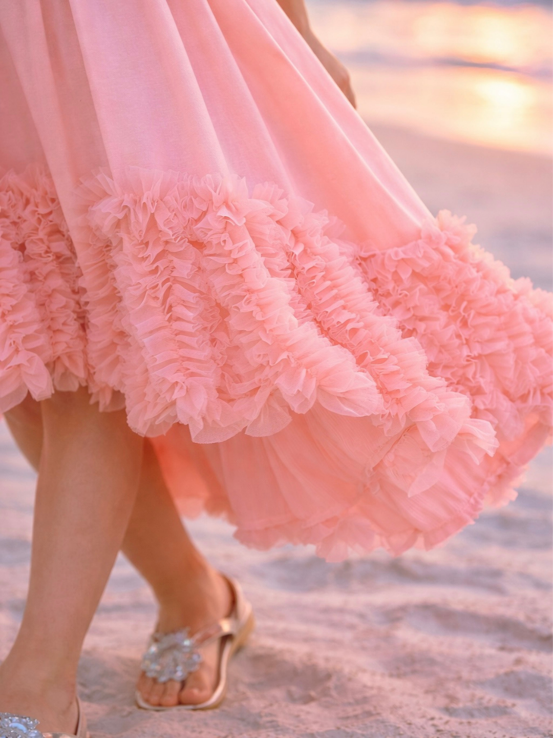 pink dress ruffle bottom Bella and Bloom Boutique