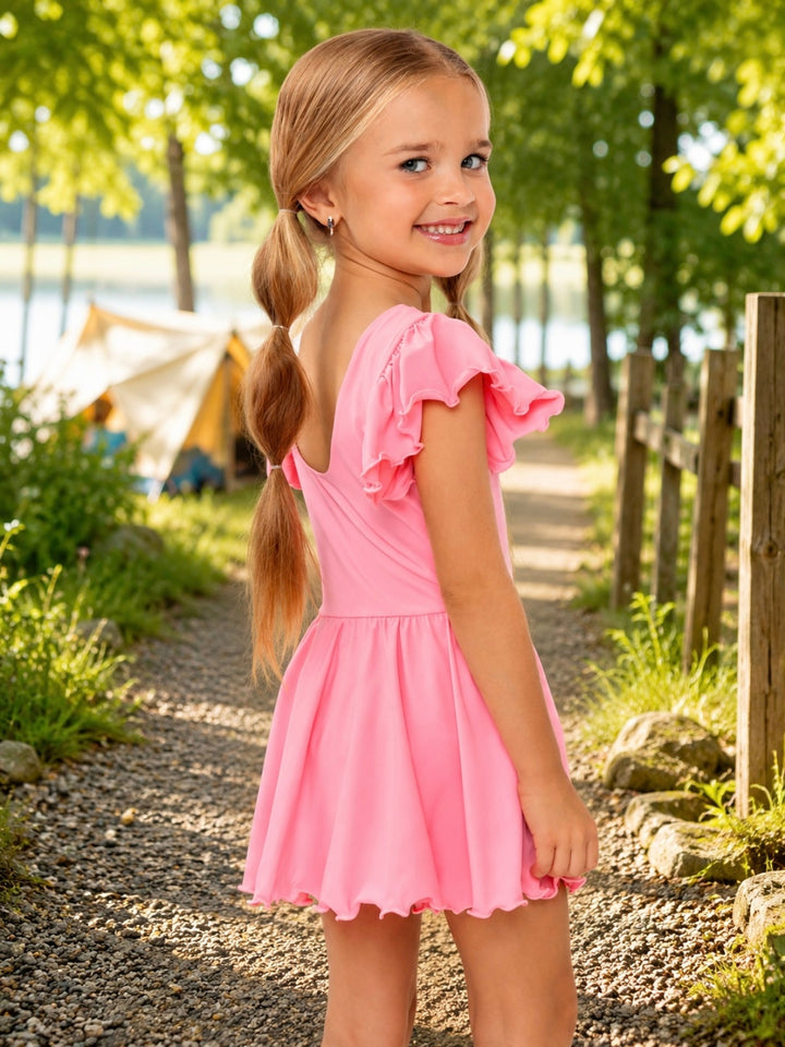 Soft blush girls sporty dress for summer activities