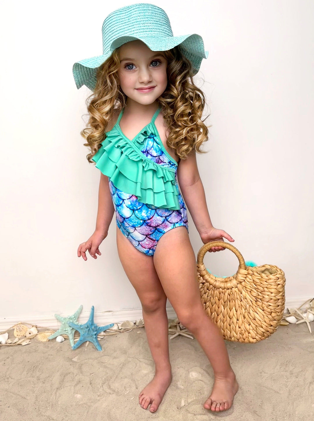 Mia Belle Girls Mermaid Print Swimsuit | Cute Toddler Swimsuits