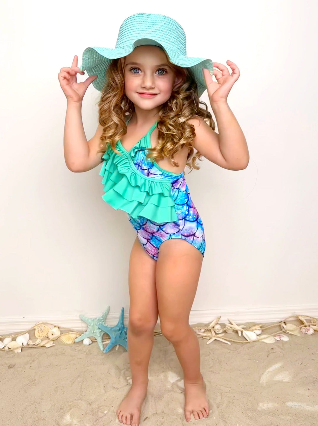 Mia Belle Girls Mermaid Print Swimsuit | Cute Toddler Swimsuits