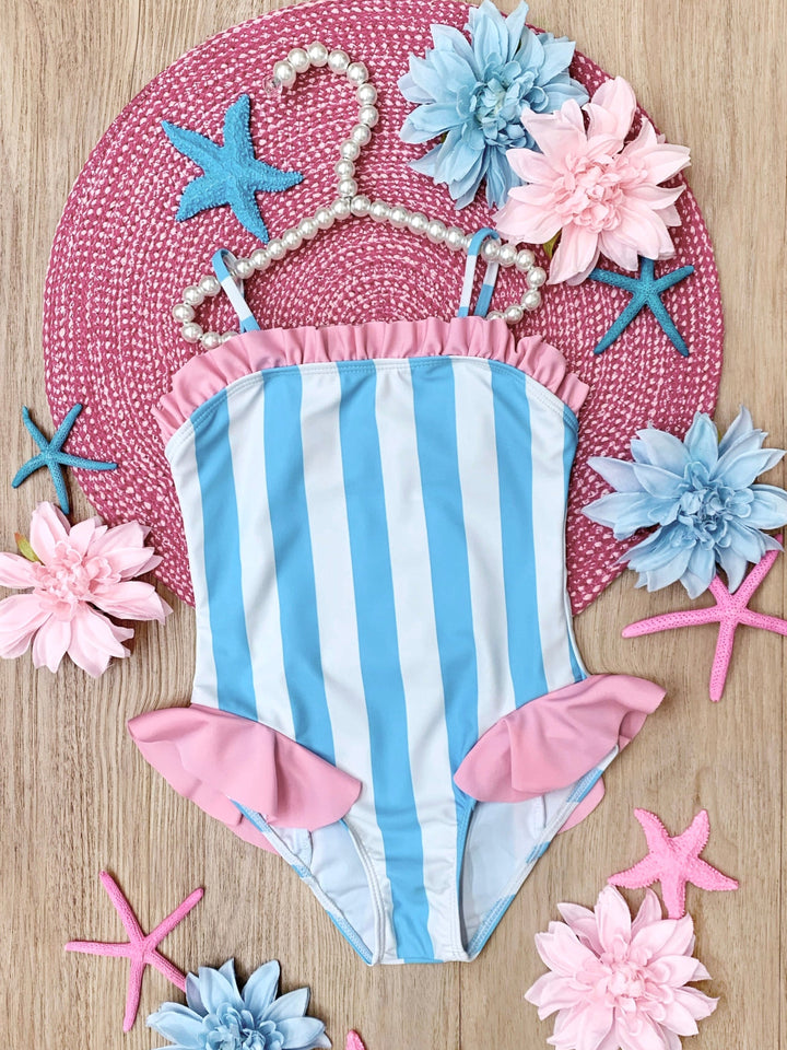 Seaside Stripes Ruffle One-Piece Swimsuit
