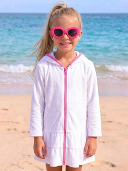 Sweet Breeze Hooded Terry Ruffle Cover Up
