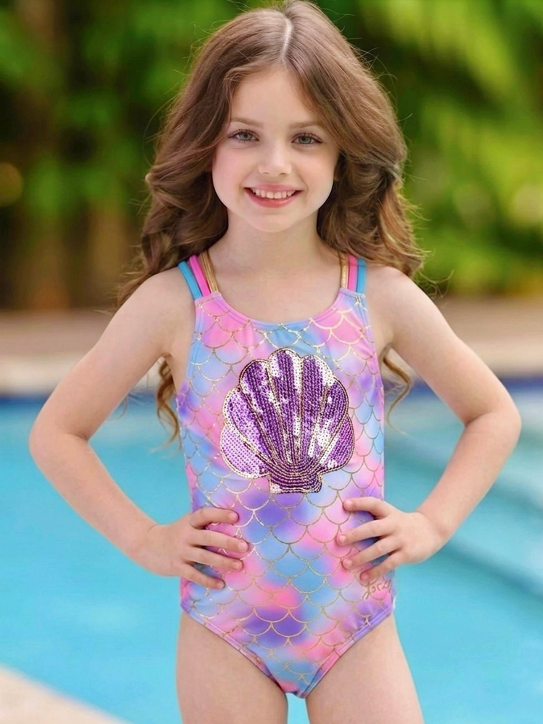 Pastel Scale Shell One Piece Swimsuit Mia Belle Girls