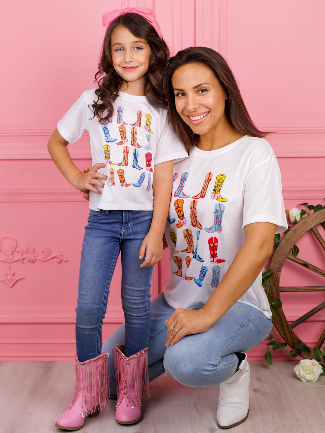 Mommy and Me Boot Scootin' Fun Cowgirl Boot Graphic Top