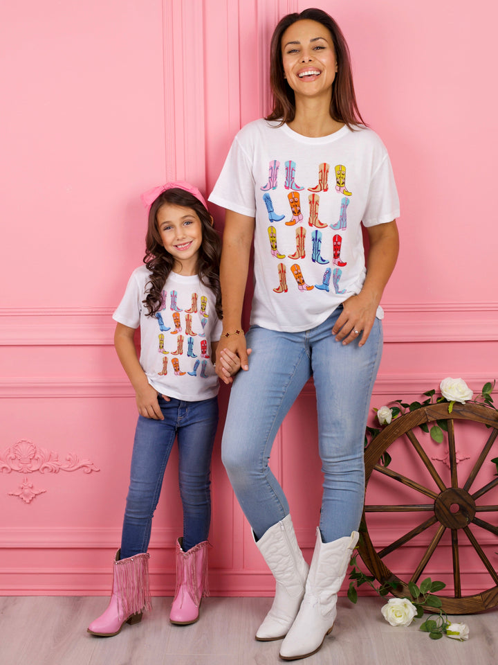 Mommy and Me Boot Scootin' Fun Cowgirl Boot Graphic Top